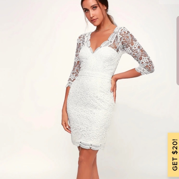 Lulu's Rainey White Lace Long Sleeve Bodycon Dress - Picture 2 of 8